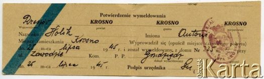 Dokument z kolekcji Izabeli Holik / Documento de la colección de Izabela Holik