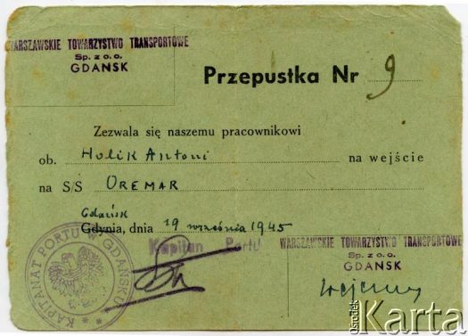 Dokument z kolekcji Izabeli Holik / Documento de la colección de Izabela Holik