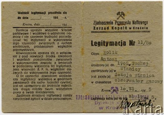 Dokument z kolekcji Izabeli Holik / Documento de la colección de Izabela Holik