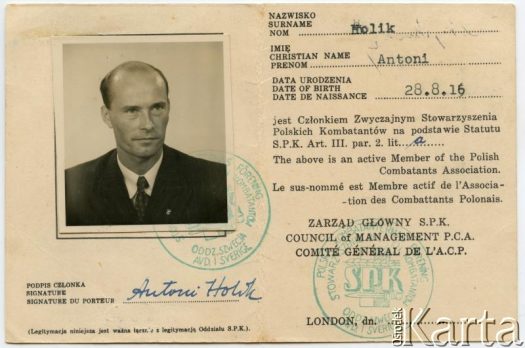 Dokument z kolekcji Izabeli Holik / Documento de la colección de Izabela Holik