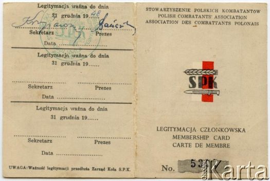 Dokument z kolekcji Izabeli Holik / Documento de la colección de Izabela Holik