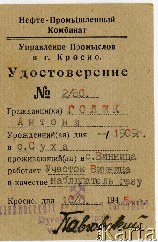 Dokument z kolekcji Izabeli Holik / Documento de la colección de Izabela Holik