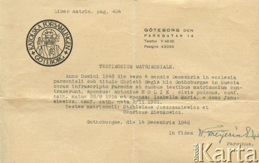 Dokument z kolekcji Izabeli Holik / Documento de la colección de Izabela Holik
