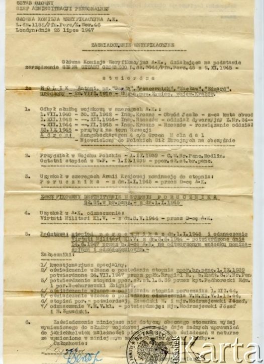 Dokument z kolekcji Izabeli Holik / Documento de la colección de Izabela Holik