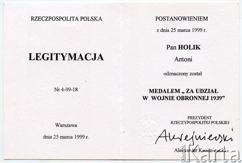 Dokument z kolekcji Izabeli Holik / Documento de la colección de Izabela Holik