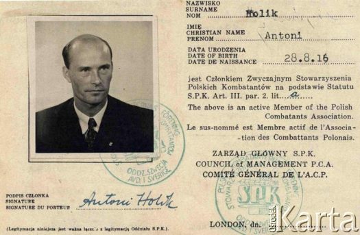 Dokument z kolekcji Izabeli Holik / Documento de la colección de Izabela Holik