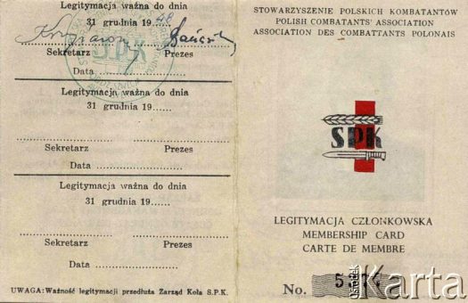 Dokument z kolekcji Izabeli Holik / Documento de la colección de Izabela Holik