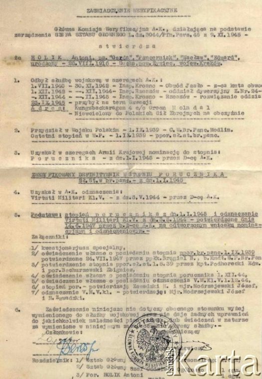 Dokument z kolekcji Izabeli Holik / Documento de la colección de Izabela Holik