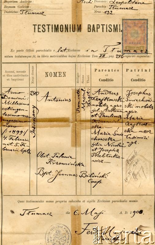 Dokument z kolekcji Alberty Jaworski / Documento de la colección de Alberta Jaworski