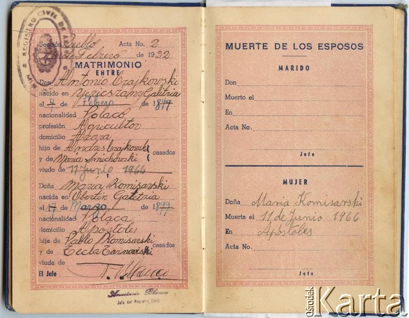 Dokument z kolekcji Alberty Jaworski / Documento de la colección de Alberta Jaworski