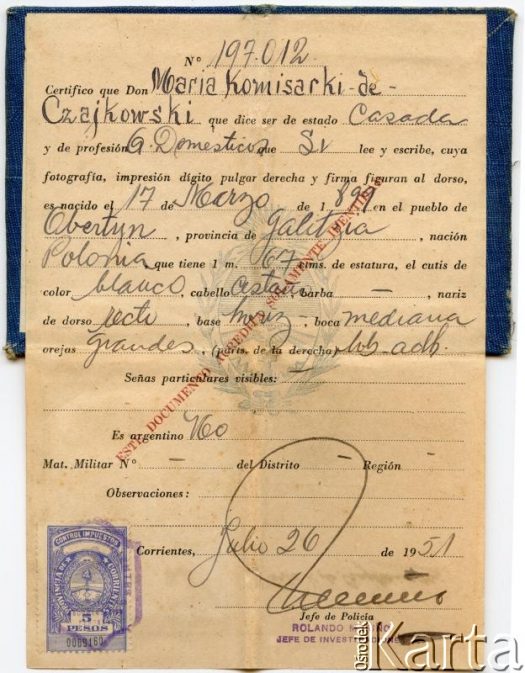 Dokument z kolekcji Alberty Jaworski / Documento de la colección de Alberta Jaworski