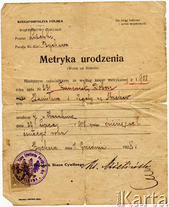 Dokument z kolekcji Angela Dobosza / Documento de la colección de Angel Dobosz