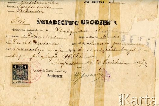 Dokument z kolekcji Władysława i Anny Firka / Fotografía de la colección de Władysław y Anna Firka