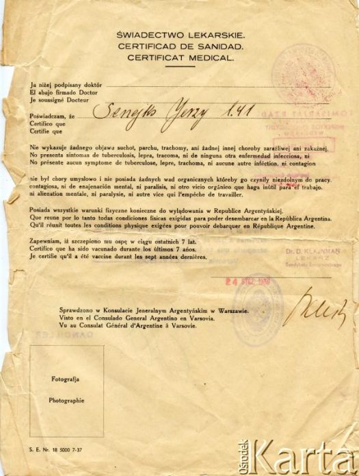 Dokument z kolekcji Anastazji Senejko / Documento de la colección de Anastazja Senejko