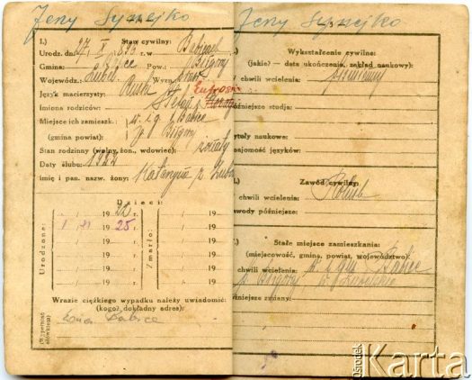 Dokument z kolekcji Anastazji Senejko / Documento de la colección de Anastazja Senejko