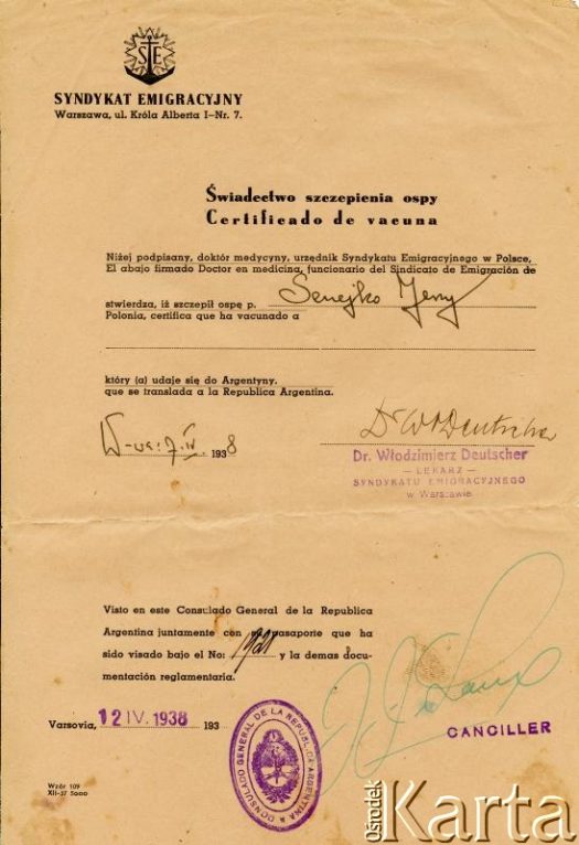 Dokument z kolekcji Anastazji Senejko / Documento de la colección de Anastazja Senejko