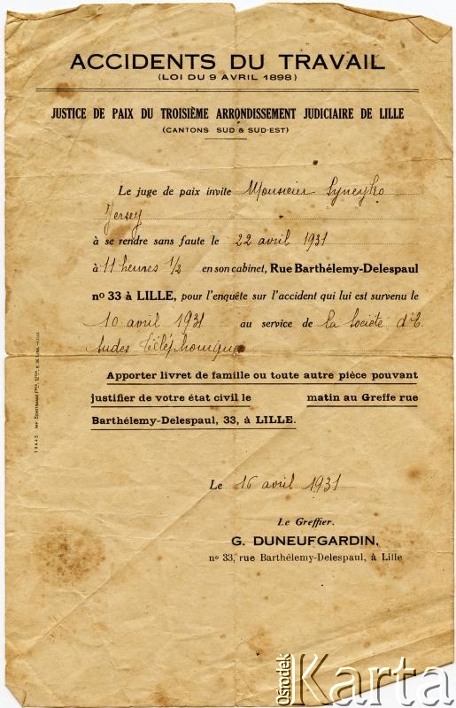 Dokument z kolekcji Anastazji Senejko / Documento de la colección de Anastazja Senejko