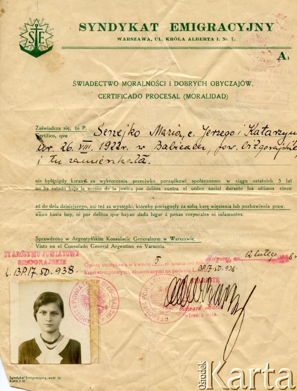 Dokument z kolekcji Anastazji Senejko / Documento de la colección de Anastazja Senejko