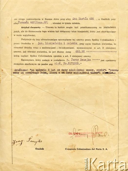 Dokument z kolekcji Anastazji Senejko / Documento de la colección de Anastazja Senejko