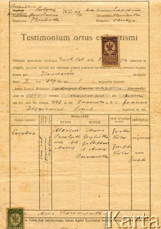 Dokument z kolekcji Olgi Jaworskiej / Fotografía de la colección de Olga Jaworska