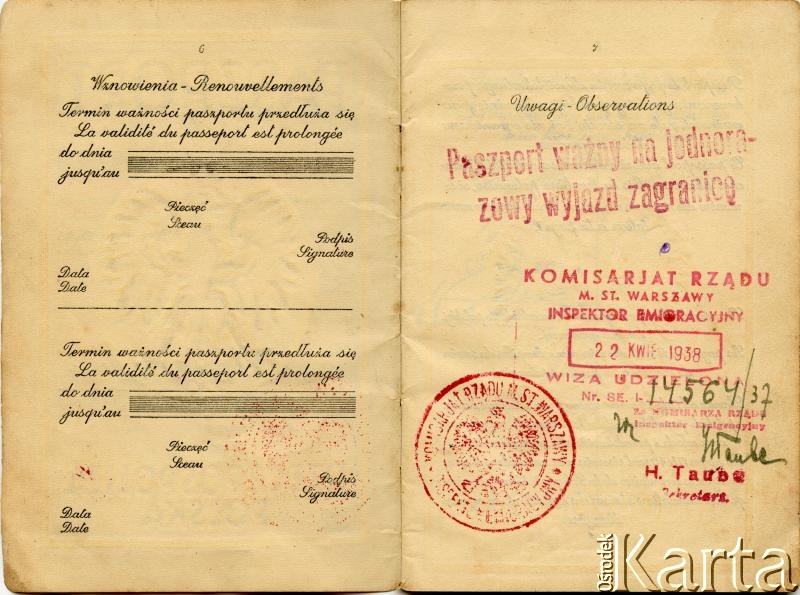Dokument z kolekcji Marii Konert / Documento de la colección de Maria Konert