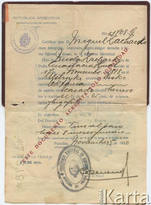 Dokument z kolekcji Adeli Kozlowski i Eugeniusza Zacharko / Documento de la colección de Adela Kozlowski y Eugeniusz Zacharko