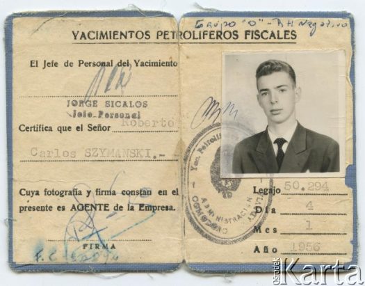 Dokument z kolekcji Roberto Carlosa Szymanskiego / Documento de la colección de Roberto Carlos Szymanski