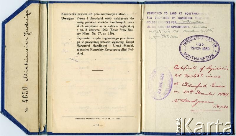 Dokument z kolekcji Moniki Mickiewicz / Documento de la colección de Monika Mickiewicz