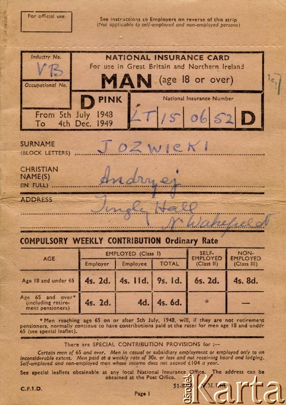 Dokument z kolekcji Andresa Jozwickiego / Documento de la colección de Andres Jozwicki
