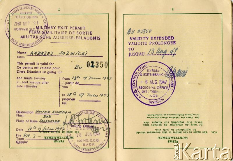 Dokument z kolekcji Andresa Jozwickiego / Documento de la colección de Andres Jozwicki