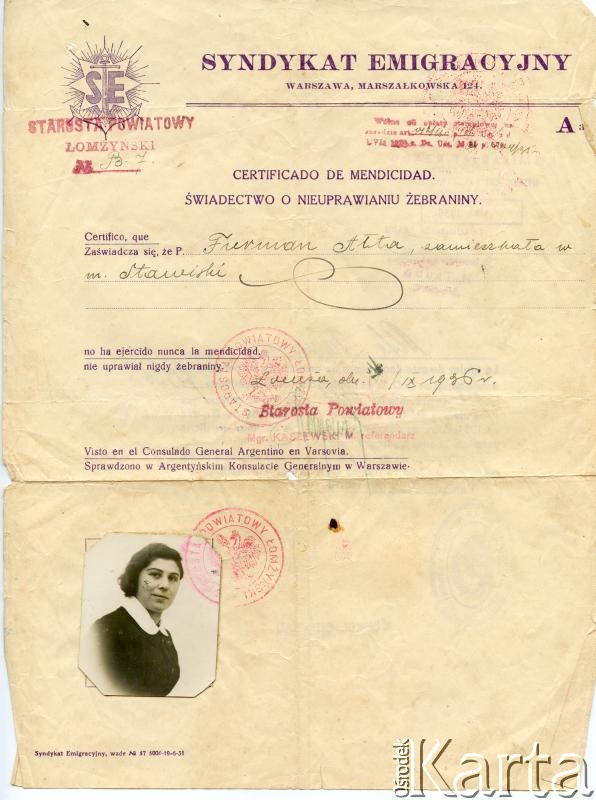 Dokument z kolekcji Reginy Gąski / Documento de la colección de Regina Gąska