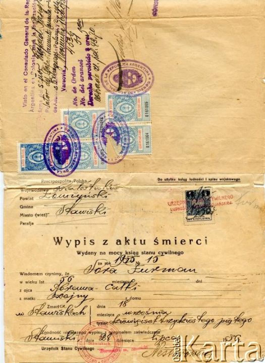 Dokument z kolekcji Reginy Gąski / Documento de la colección de Regina Gąska