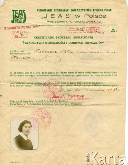 Dokument z kolekcji Reginy Gąski / Documento de la colección de Regina Gąska