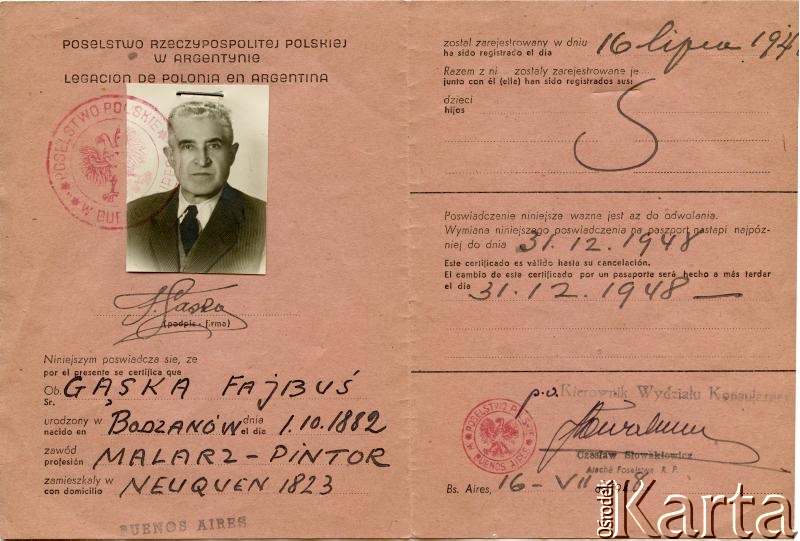 Dokument z kolekcji Reginy Gąski / Documento de la colección de Regina Gąska