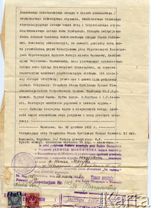 Dokument z kolekcji Reginy Gąski / Documento de la colección de Regina Gąska
