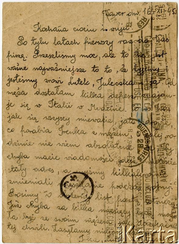 Dokument z kolekcji Reginy Gąski / Documento de la colección de Regina Gąska