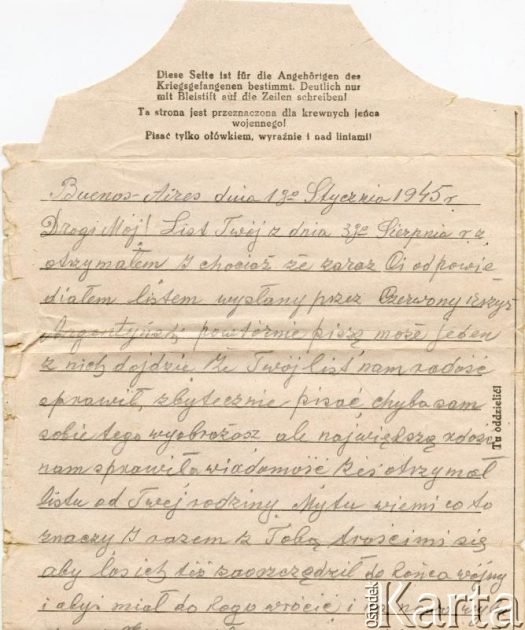 Dokument z kolekcji Reginy Gąski / Documento de la colección de Regina Gąska