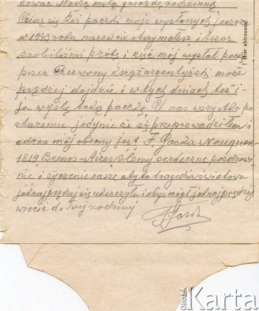 Dokument z kolekcji Reginy Gąski / Documento de la colección de Regina Gąska