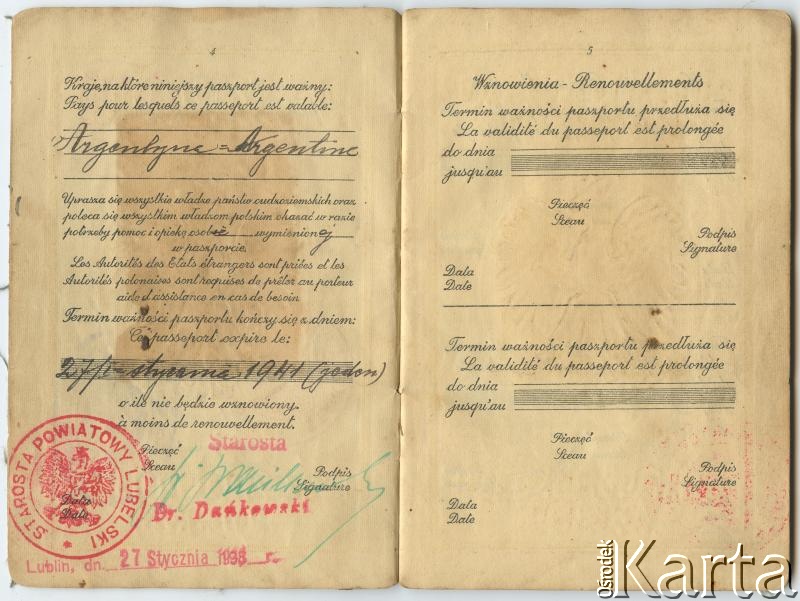 Dokument z kolekcji Leokadii Kuryłowicz / Documento de la colección de Leokadia Kuryłowicz