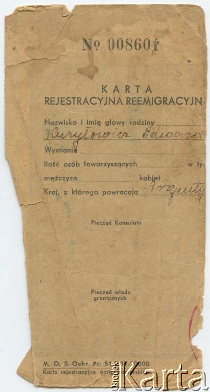 Dokument z kolekcji Leokadii Kuryłowicz / Documento de la colección de Leokadia Kuryłowicz