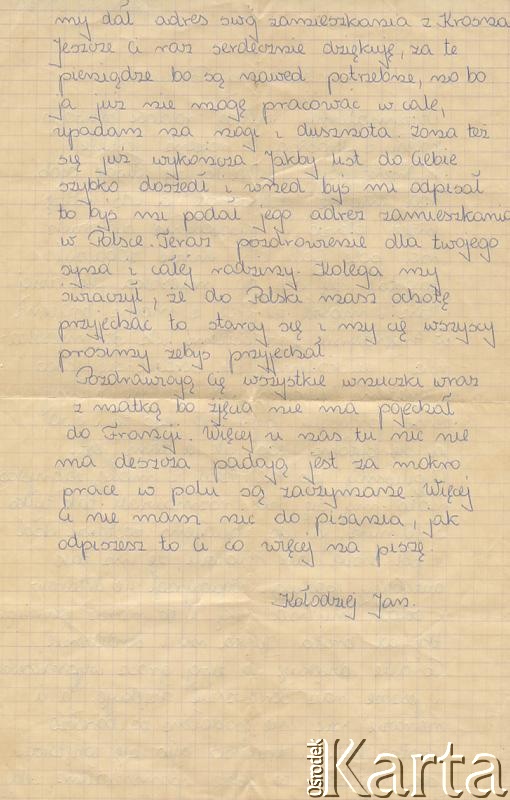 Dokument z kolekcji Alfredo Kołodzieja / Documento de la colección de Alfredo Kołodziej