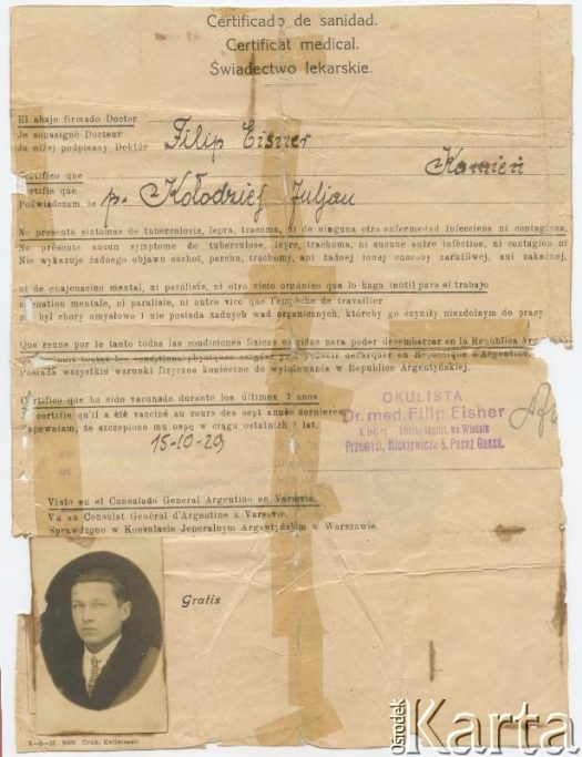 Dokument z kolekcji Alfredo Kołodzieja / Documento de la colección de Alfredo Kołodziej