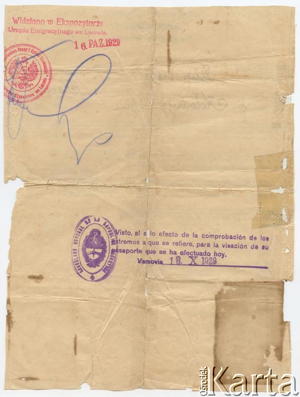 Dokument z kolekcji Alfredo Kołodzieja / Documento de la colección de Alfredo Kołodziej