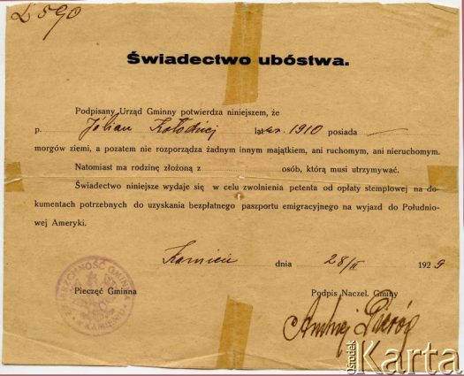 Dokument z kolekcji Alfredo Kołodzieja / Documento de la colección de Alfredo Kołodziej