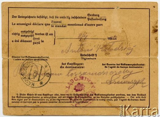 Dokument z kolekcji Alfredo Kołodzieja / Documento de la colección de Alfredo Kołodziej