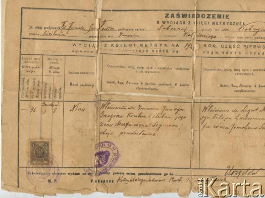 Dokument z kolekcji rodziny Krassowskich / Documento de la colección de familia Krassowski