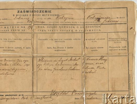 Dokument z kolekcji rodziny Krassowskich / Documento de la colección de familia Krassowski