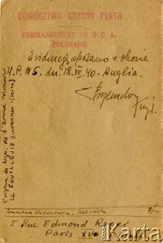 Dokument z kolekcji Anny Jeżewskiej / Documento de la colección de Anna Jeżewska