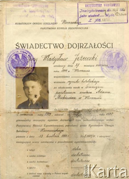Dokument z kolekcji Anny Jeżewskiej / Documento de la colección de Anna Jeżewska