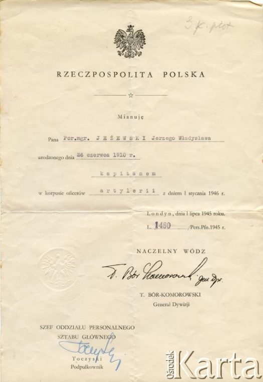 Dokument z kolekcji Anny Jeżewskiej / Documento de la colección de Anna Jeżewska